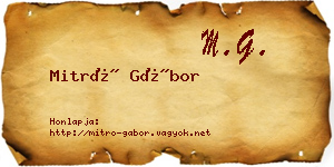Mitró Gábor névjegykártya